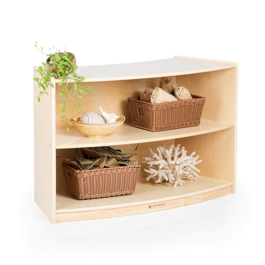 U42131 2-Shelf Left Curved Storage 24in Birch Plywood Propped