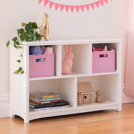 G85707 Classic Book Shelf Environmental Quarter Pink Bins | White