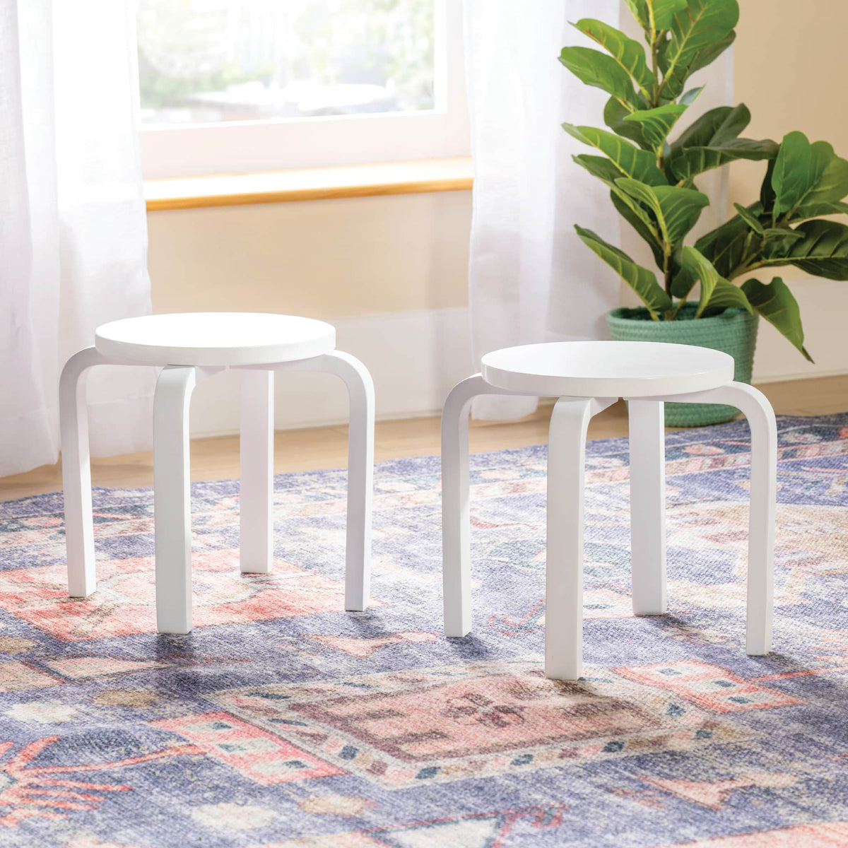 G82043 Nordic Stools Set of 2 White Env 0177 | White