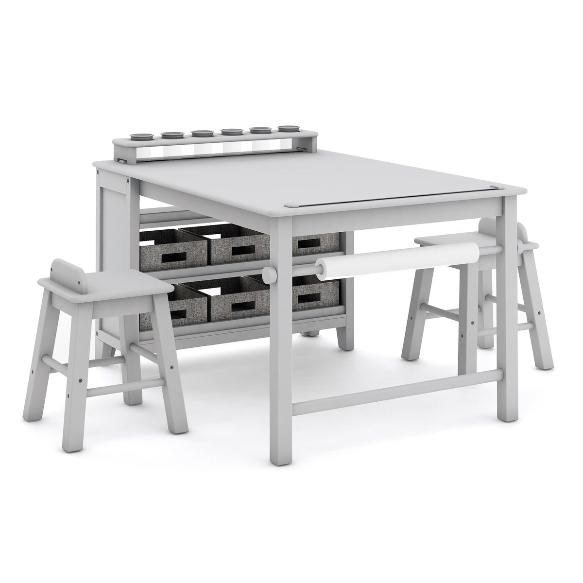 G76909 Martha Stewart Living and Learning Kids' Art Table and Stool Set Gray Angle 2 | Gray
