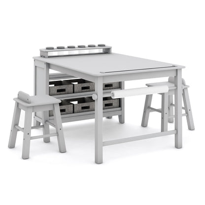 G76909 Martha Stewart Living and Learning Kids' Art Table and Stool Set Gray Angle 2 | Gray