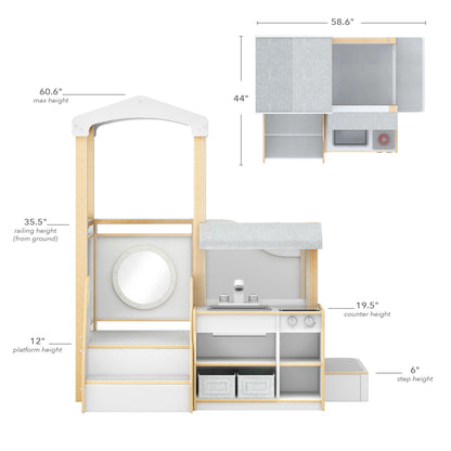 G97111 EdQ Toddler Kitchen Loft White dimensions B | White