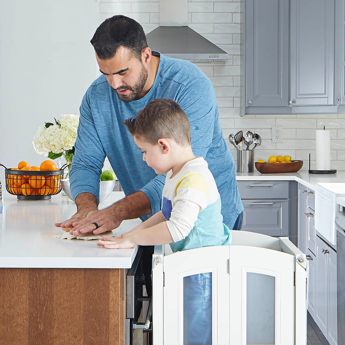 G97500 Martha Stewart Kitchen Helper White Lifestyle Detail | Linen White