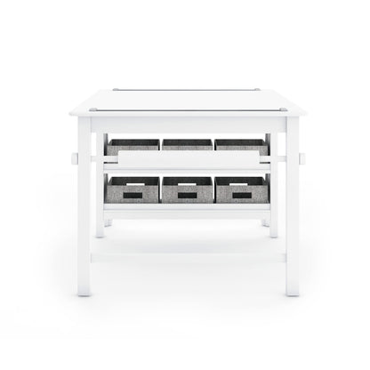 G76809 Martha Stewart Living and Learning Kids' Art Table and Stool Set White Side 2 | Linen White